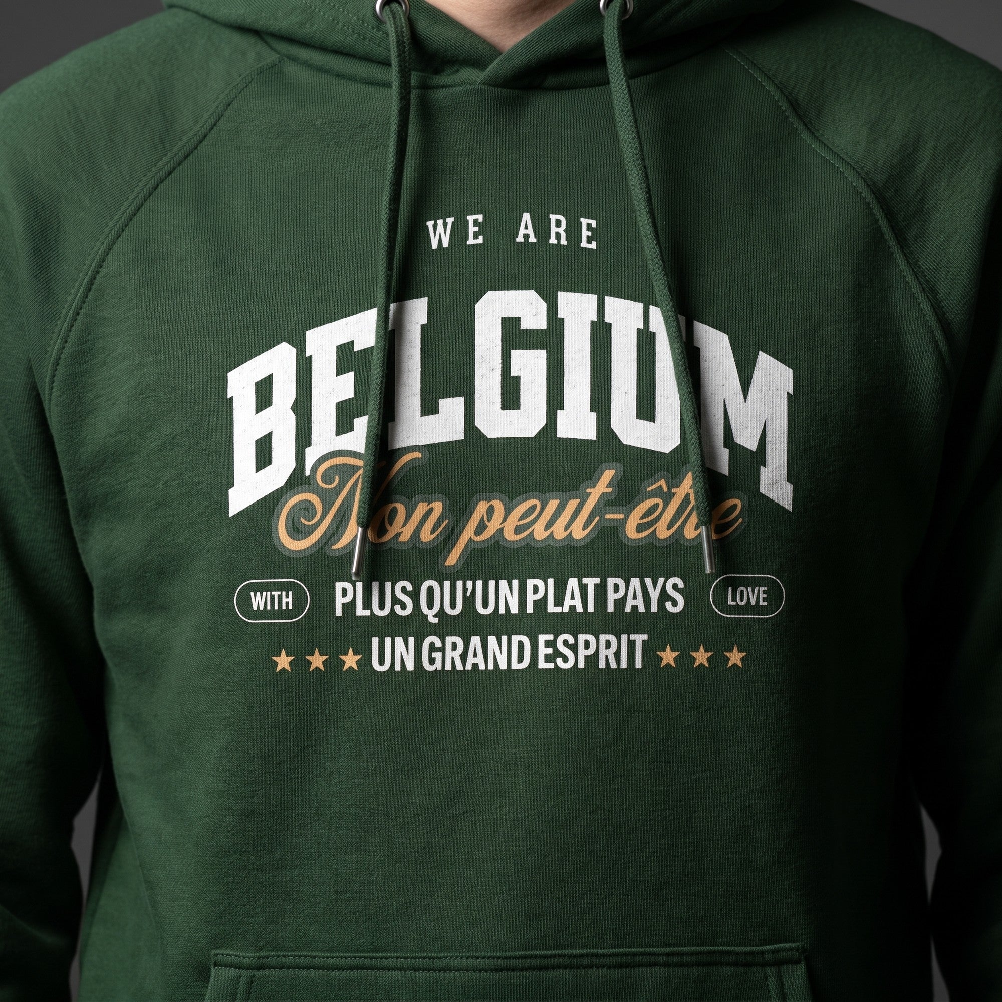 Gros plan du design We Are Belgium Non Peut-Être – Plus qu'un plat pays, un grand esprit