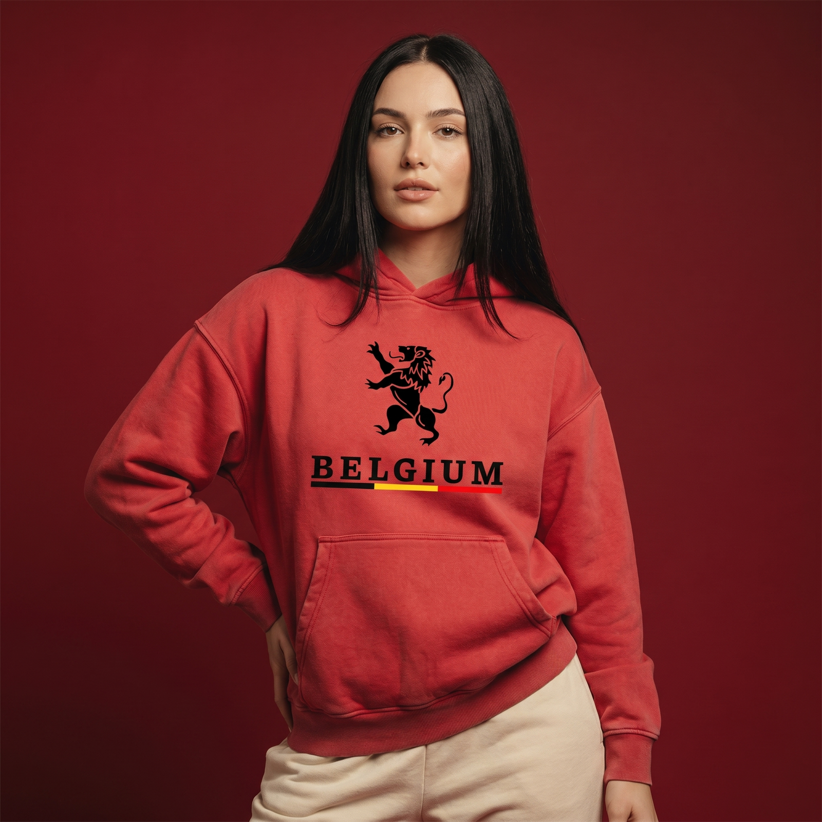 Hoodie Belgium Rouge – Lion Héraldique | Édition Coupe du Monde 2026