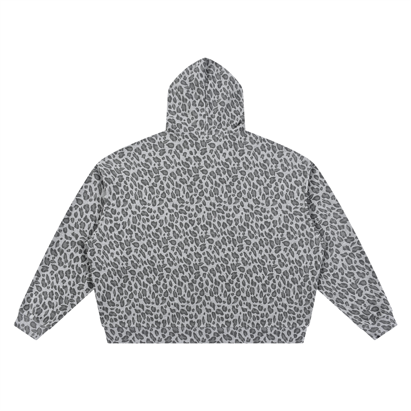 Sweat à capuche léopard gris clair zippé oversize unisexe - vue de dos