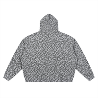 Sweat à capuche léopard gris clair zippé oversize unisexe - vue de dos