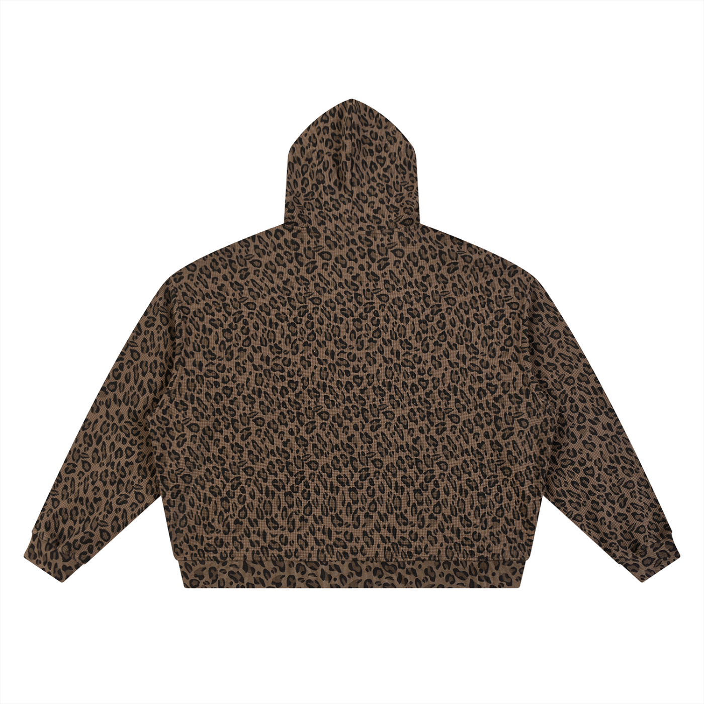 Sweat à capuche léopard marron zippé oversize unisexe - vue de dos