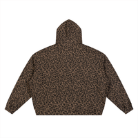 Sweat à capuche léopard marron zippé oversize unisexe - vue de dos
