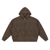 Sweat à capuche léopard marron zippé oversize unisexe - vue de face