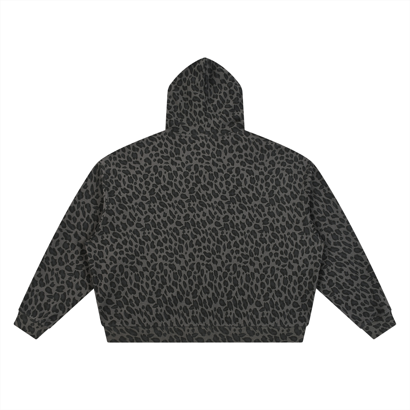 Sweat à capuche léopard noir zippé oversize unisexe - vue de dos