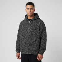 Sweat à capuche léopard zippé oversize homme - photo studio streetwear