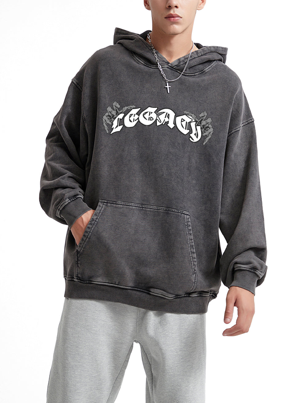 sweat homme en tissu Acid Wash 420 GSM