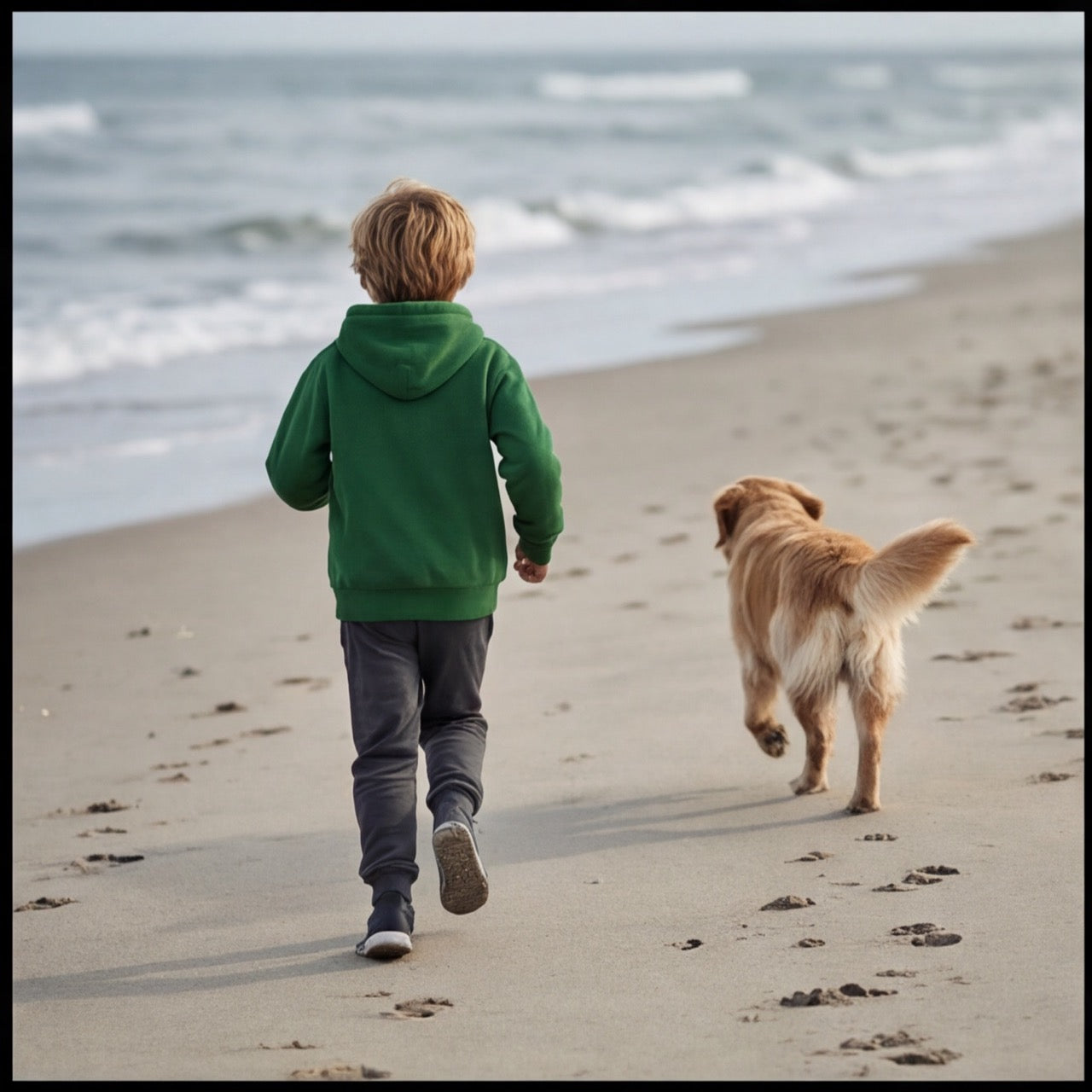 Sweat à Capuche Vert Scout Enfant - Pull Oversize Résistant pour Activités Outdoor
