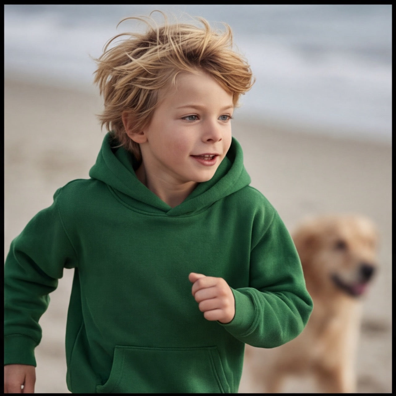 Sweat à Capuche Vert Scout Enfant - Pull Oversize Résistant pour Activités Outdoor