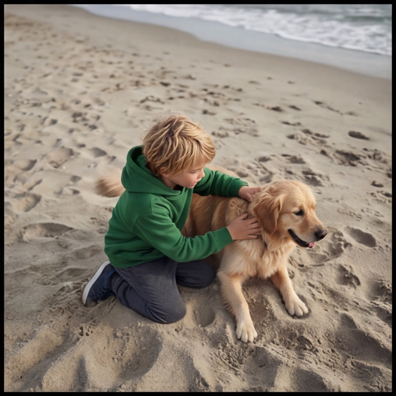 Sweat à Capuche Vert Scout Enfant - Pull Oversize Résistant pour Activités Outdoor