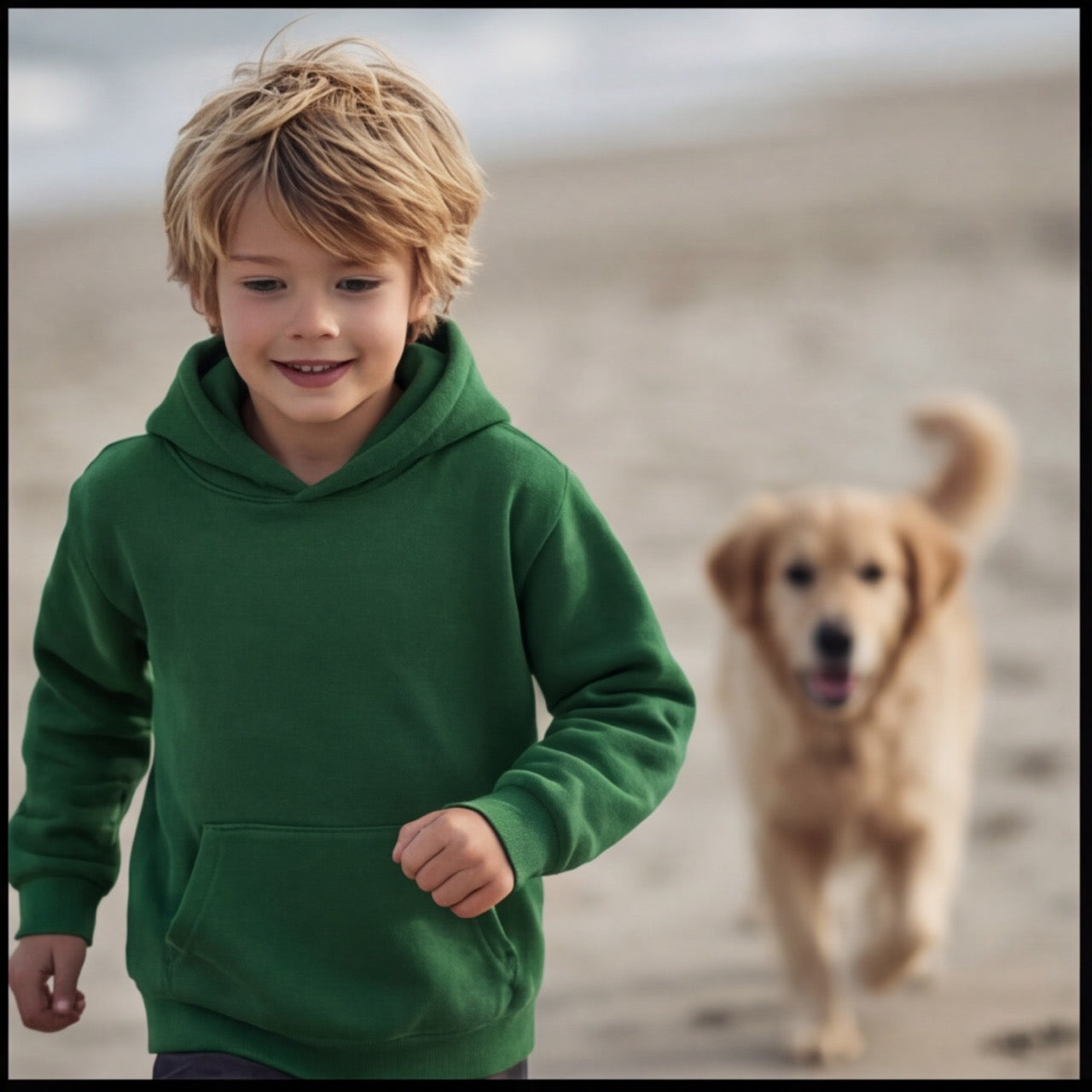 Sweat à Capuche Vert Scout Enfant - Pull Oversize Résistant pour Activités Outdoor