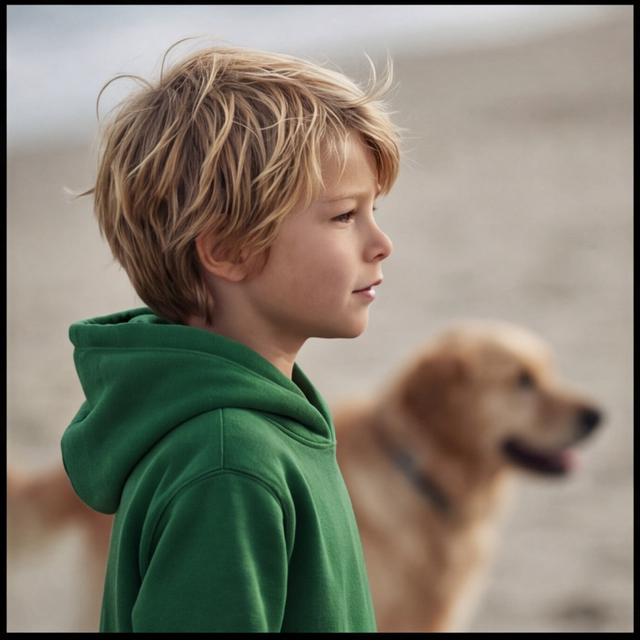 Sweat à Capuche Vert Scout Enfant - Pull Oversize Résistant pour Activités Outdoor