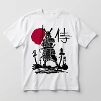 T-shirt anime oversize samouraï blanc à plat, coton bio 200 g/m2