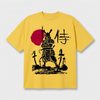 T-shirt anime oversize samouraï jaune à plat, coton bio 200 g/m2