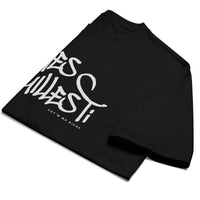 T-shirt humour belge Mes Couilles Ti plié, détail du coton lourd 220 g/m2 et de l'impression