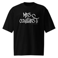 T-shirt belge original Mes Couilles Ti oversize noir, lettrage graffiti blanc - vue de face