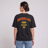 Dos du t-shirt Bruxelles BXL oversize porté par une femme, imprimé BRUXELLES 2026 - photo studio