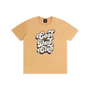 T-shirt Cool Dad Club beige camel, imprimé rétro moustache - vue de face