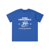 T-shirt enfant original Cool Crocodile bleu roi, vue de face avec print crocodile blanc – CHT'M Boutique