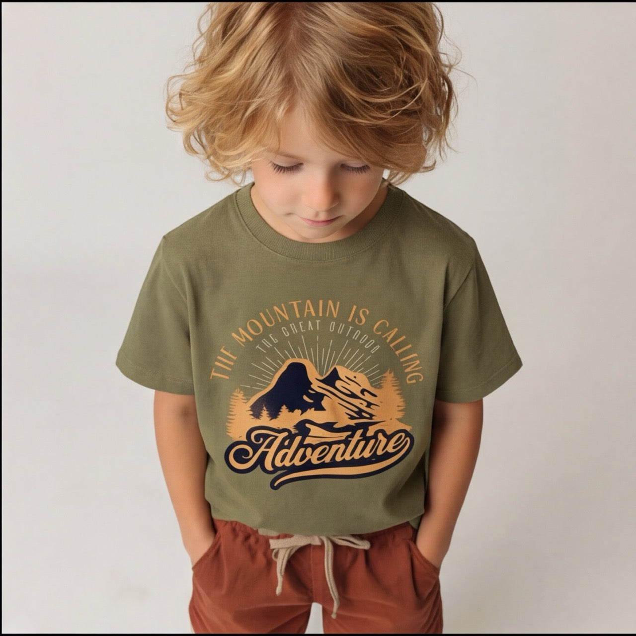 T-shirt enfant  Mountain is Calling Adventure - Design Vintage Outdoor
