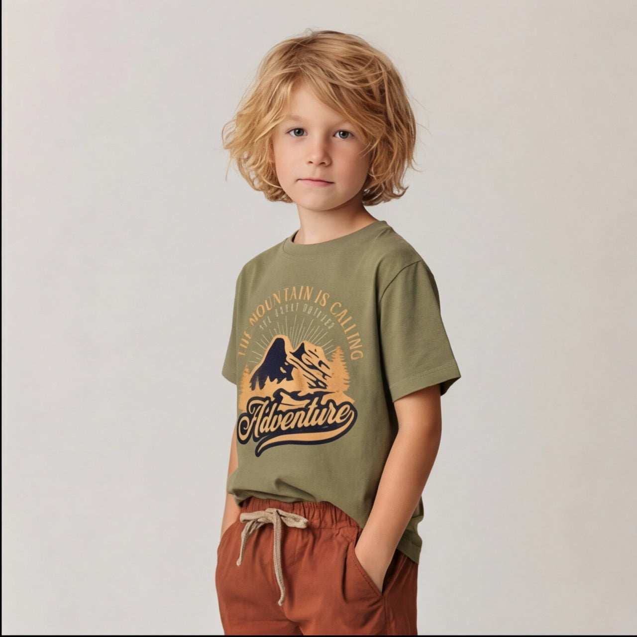 T-shirt enfant  Mountain is Calling Adventure - Design Vintage Outdoor