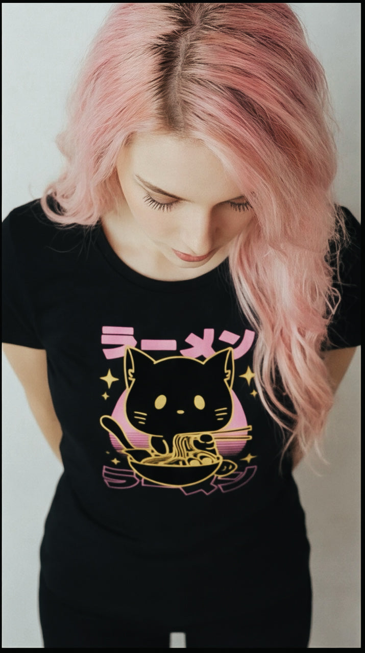 T-shirt Femme Ramen Cat – Kawaii Streetwear Japonais