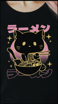 T-shirt Femme Ramen Cat – Kawaii Streetwear Japonais