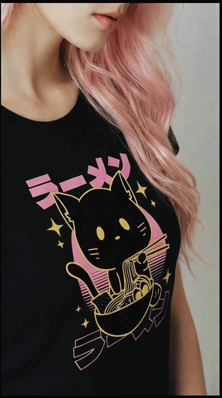 T-shirt Femme Ramen Cat – Kawaii Streetwear Japonais