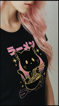 T-shirt Femme Ramen Cat – Kawaii Streetwear Japonais