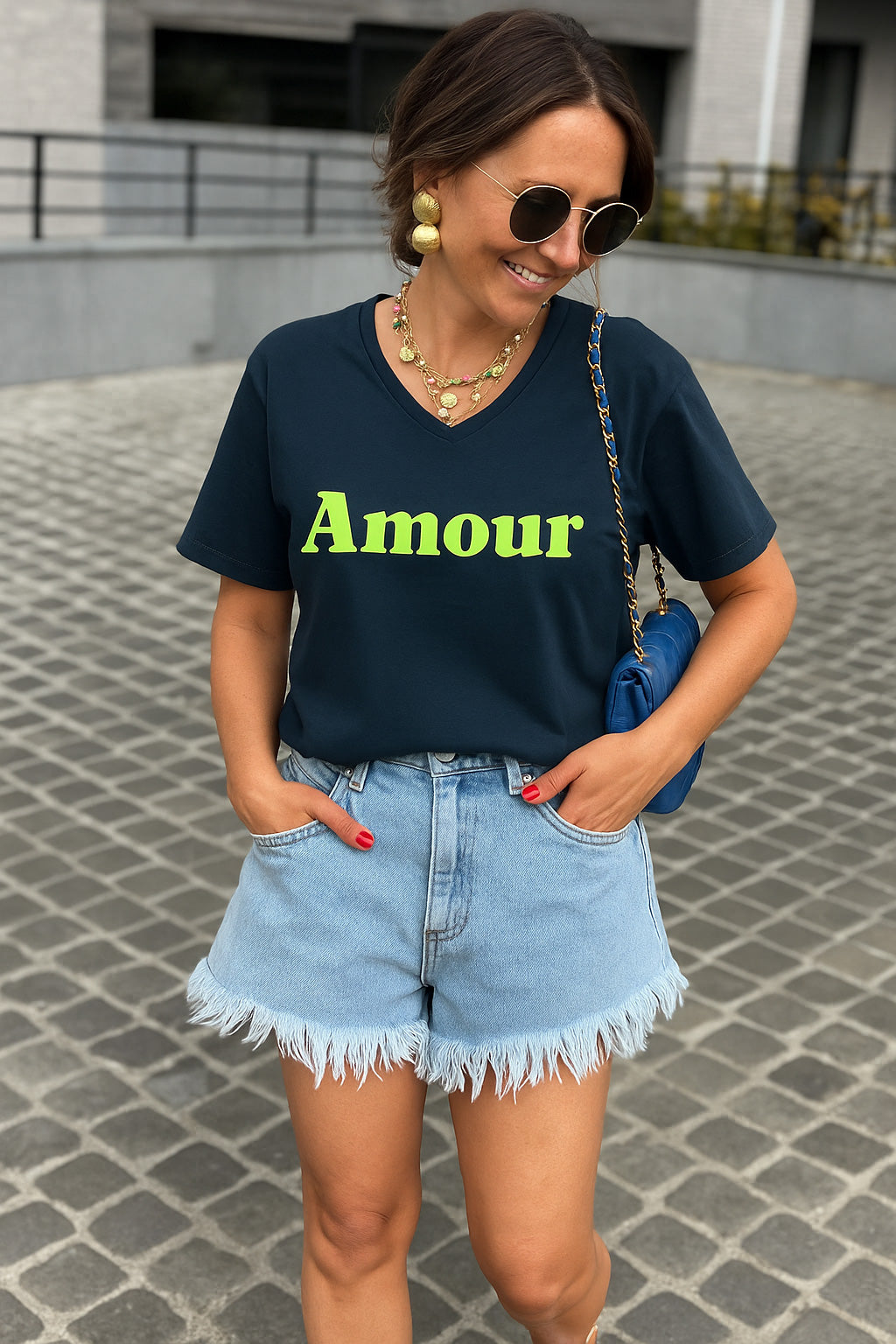 tee shirt femme col cotele Amour