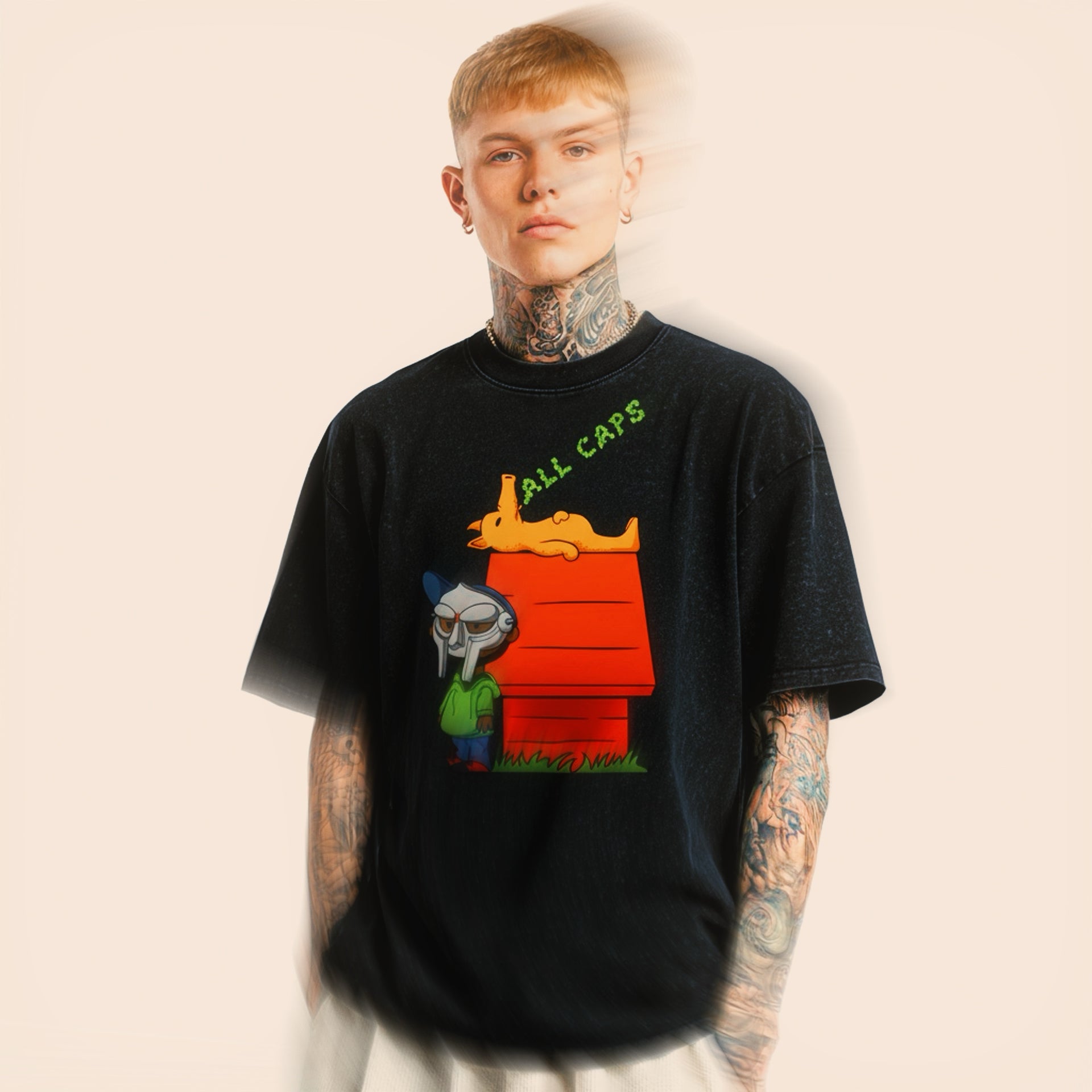 T-shirt Hip-Hop Unisexe Loose Fit – Hommage à MF DOOM | All Caps