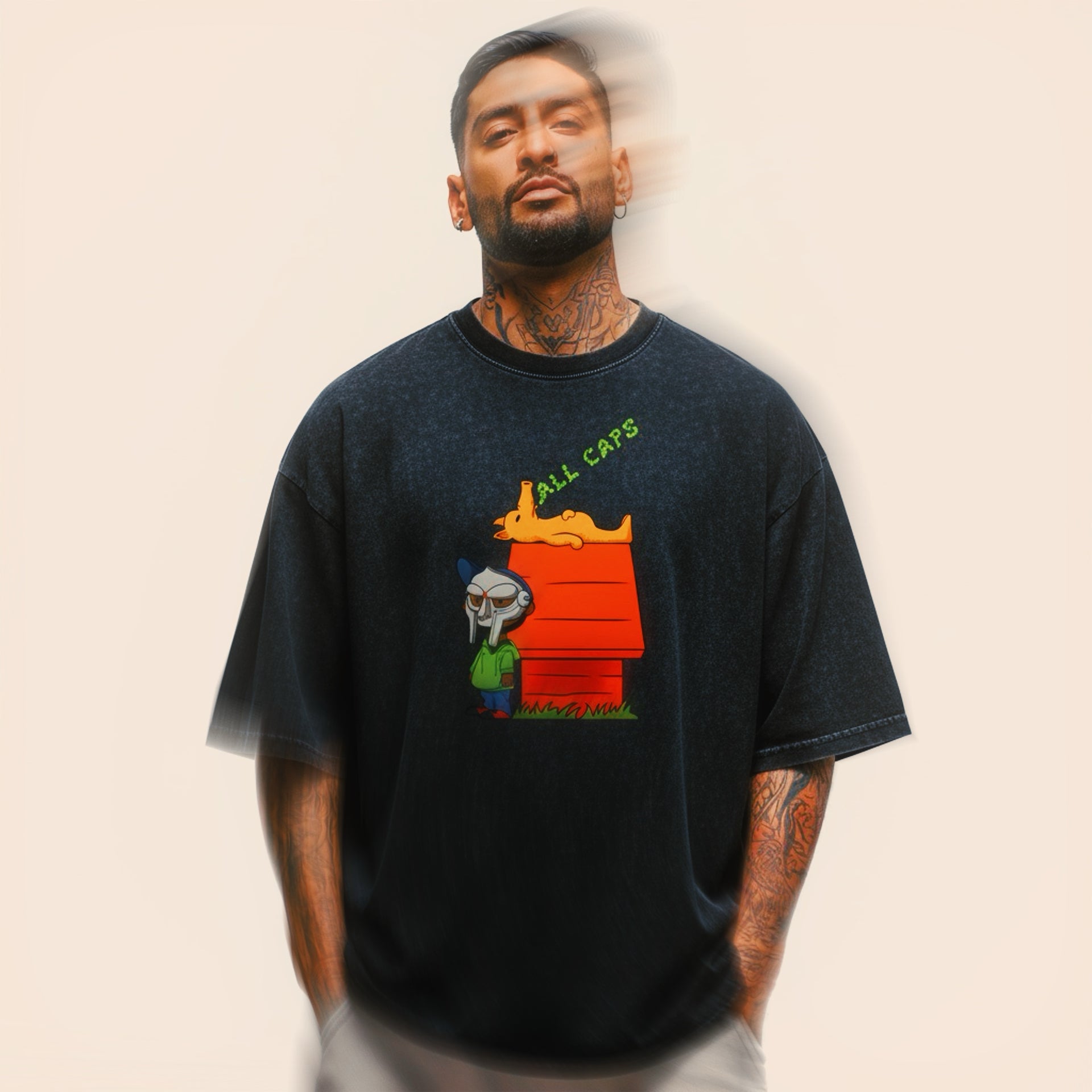 T-shirt Hip-Hop Unisexe Loose Fit – Hommage à MF DOOM | All Caps