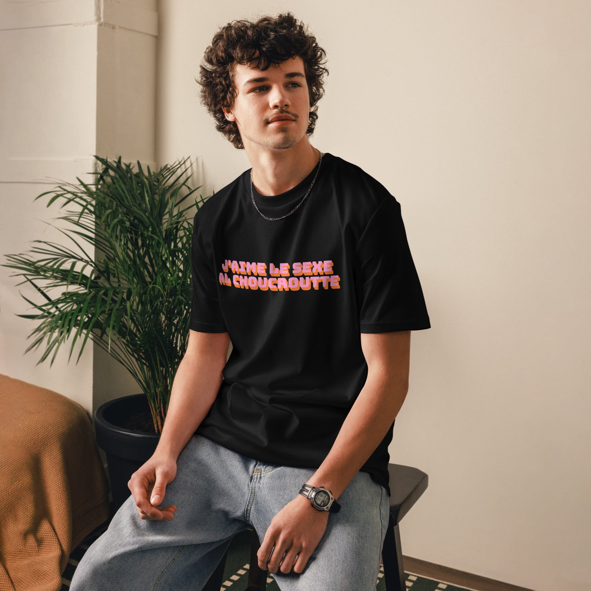 tshirt j aime le sexe al choucroutte noir homme