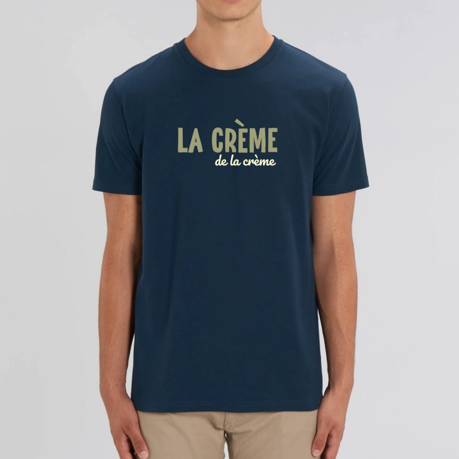 T-shirt La Crème de la Crème bleu marine en coton bio – t-shirt original unisexe CHT'M Boutique