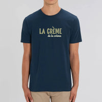 T-shirt La Crème de la Crème bleu marine en coton bio – t-shirt original unisexe CHT'M Boutique