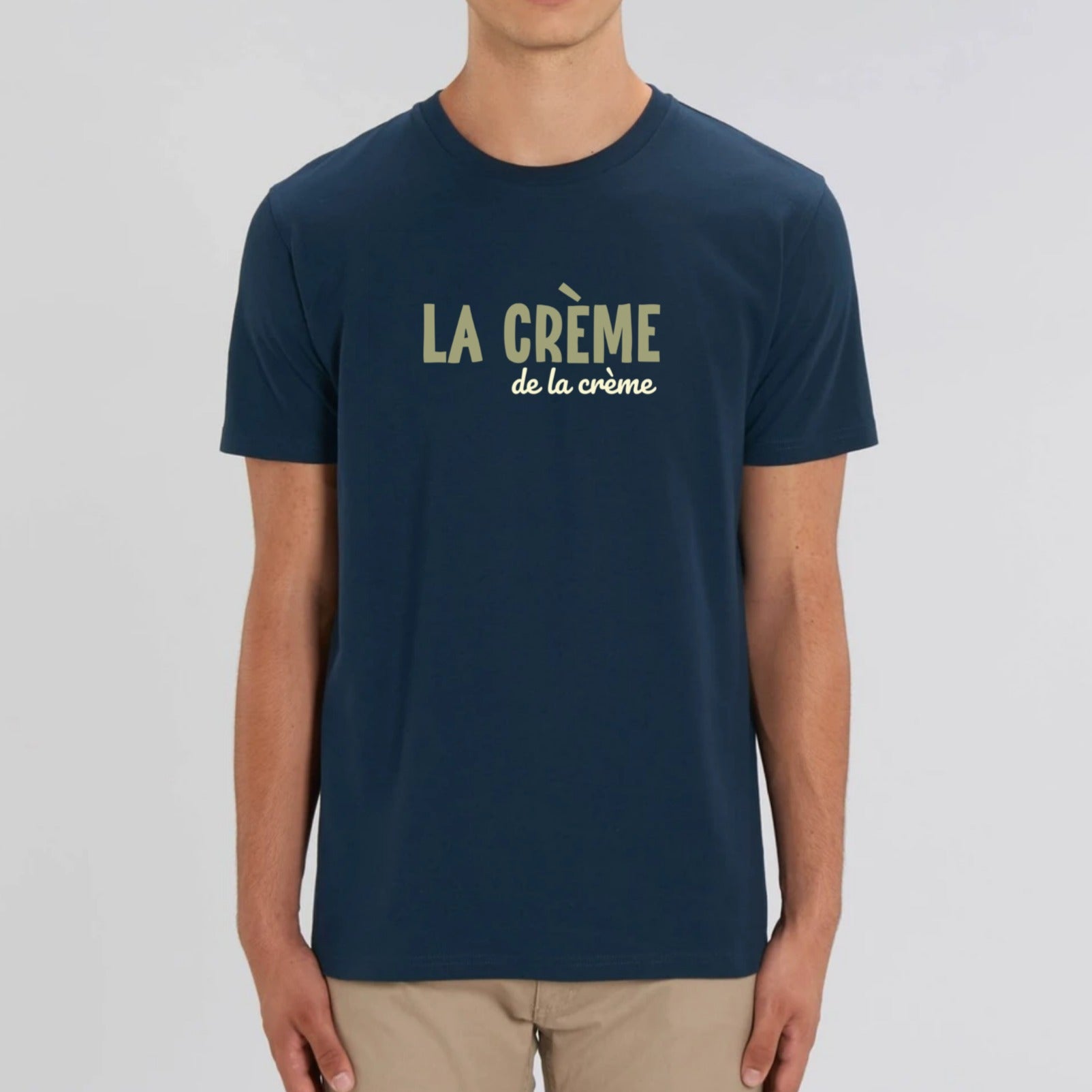 T-shirt La Crème de la Crème bleu marine en coton bio – t-shirt original unisexe CHT'M Boutique