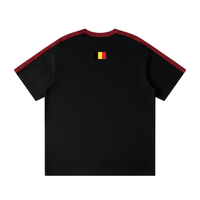 T-shirt Le Pays de la Bière noir vue de dos avec drapeau belge brodé