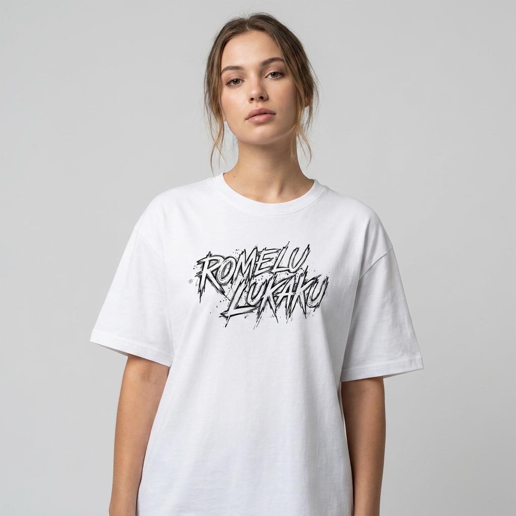 T-shirt Lukaku oversize femme photo studio - Diables Rouges streetwear