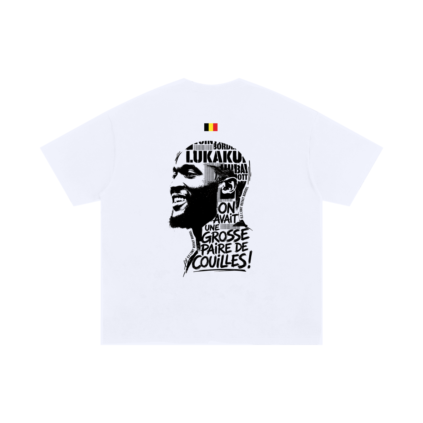 T-shirt Lukaku portrait dos avec citation et drapeau belge - Coupe du Monde 2026