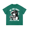T-shirt anime gameuse Play With Me coloris vert delave, coupe oversize