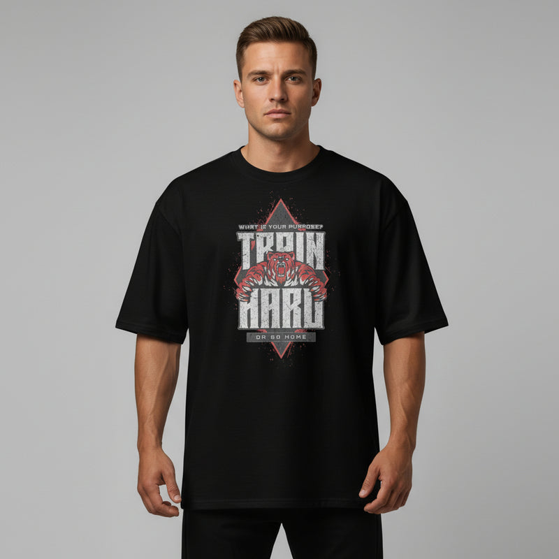 t-shirt oversize noir pour homme musclé