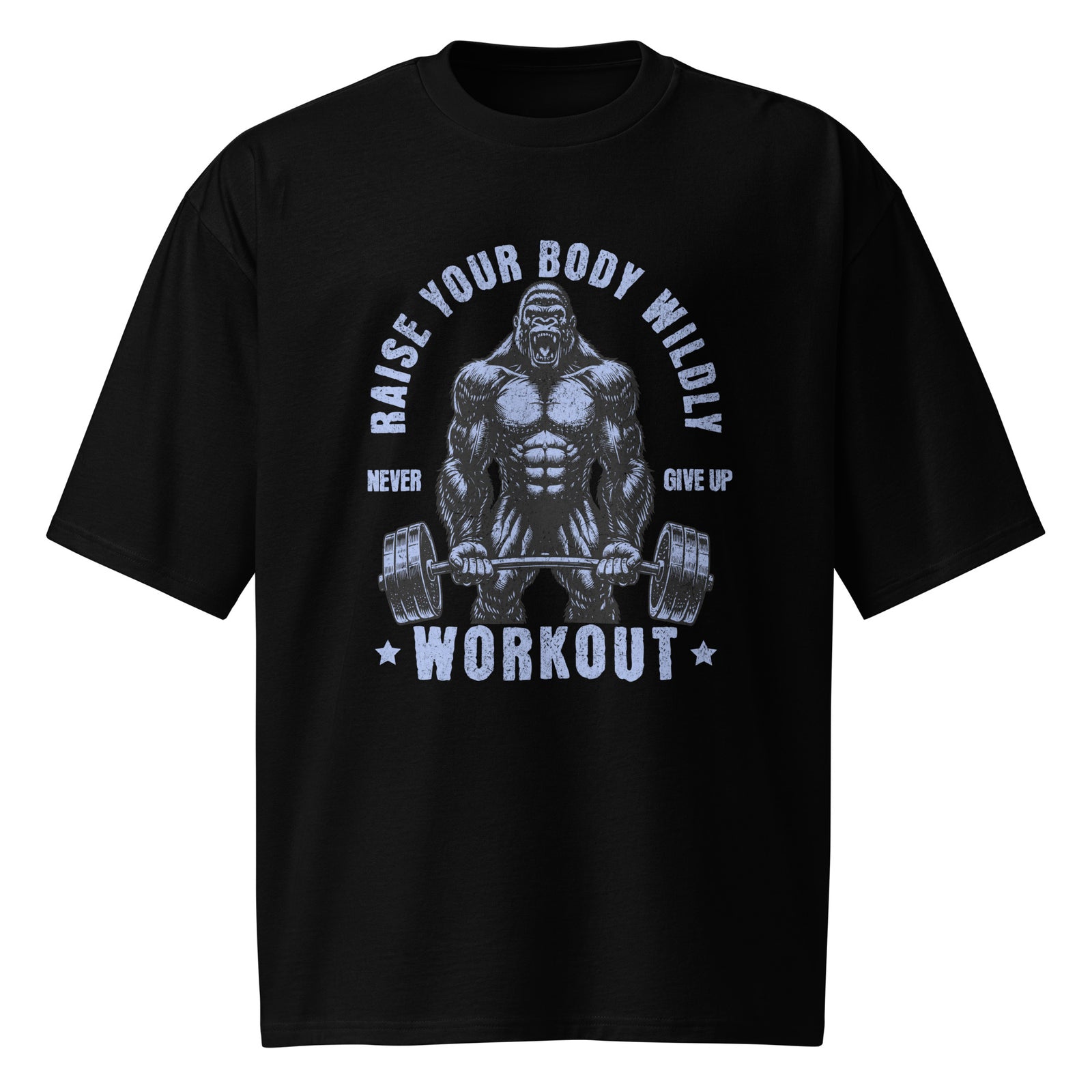 t-shirt noir motivation gym musculation porté par un homme fort