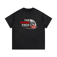 T-shirt The Poker Face en noir délavé à plat, logo casino avec jetons rouge et blanc