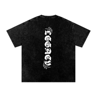 T-shirt oversized LEGACY en noir délavé vu de dos - mot LEGACY imprimé à la verticale