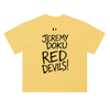 T-shirt Jeremy Doku Red Devils jaune citron - lettrage et drapeau belge au dos