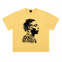 T-shirt oversized Jeremy Doku jaune citron, devant imprimé du portrait et du tag Doku Red Devils Speed