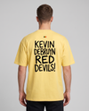 T-shirt Kevin De Bruyne Red Devils jaune citron porté en studio, vue de dos
