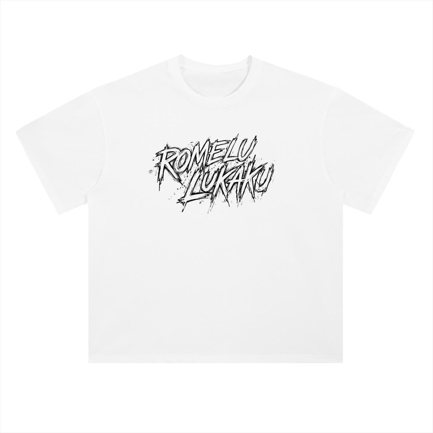 T-shirt oversized Lukaku en blanc - lettrage Romelu Lukaku en noir imprime sur la poitrine