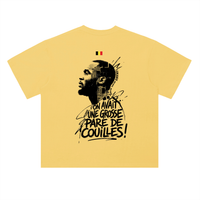T-shirt oversized Lukaku jaune citron, dos imprimé du portrait et de la citation avec drapeau belge