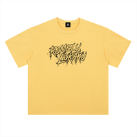 T-shirt oversized Lukaku jaune citron, devant tagé du lettrage graffiti Romelu Lukaku en noir