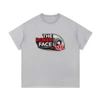 T-shirt The Poker Face en gris clair à plat, logo parodie casino avec cartes et jetons